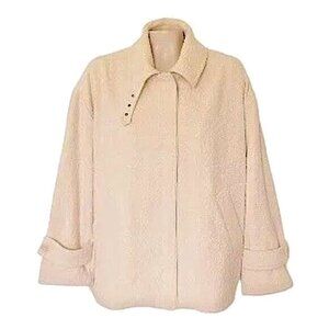 Banana Republic Lux Cotton Boucle Oversize Bomber Jacket Coat Cream Lightweight